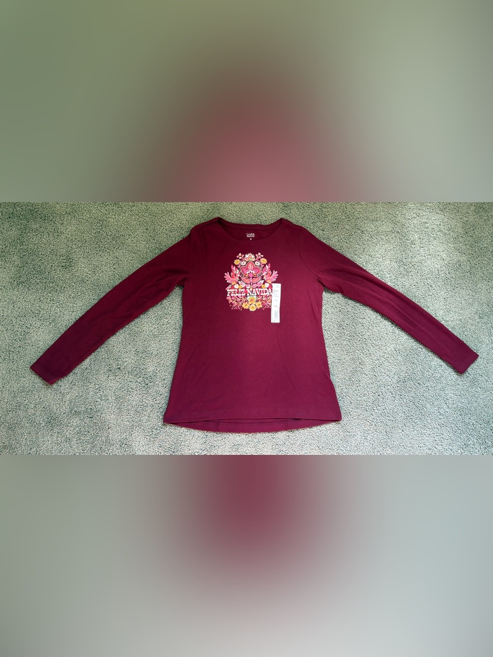 Croft & Barrow Feliz Navidad The Classic Long Sleeve Tee Womens Size XS NWT